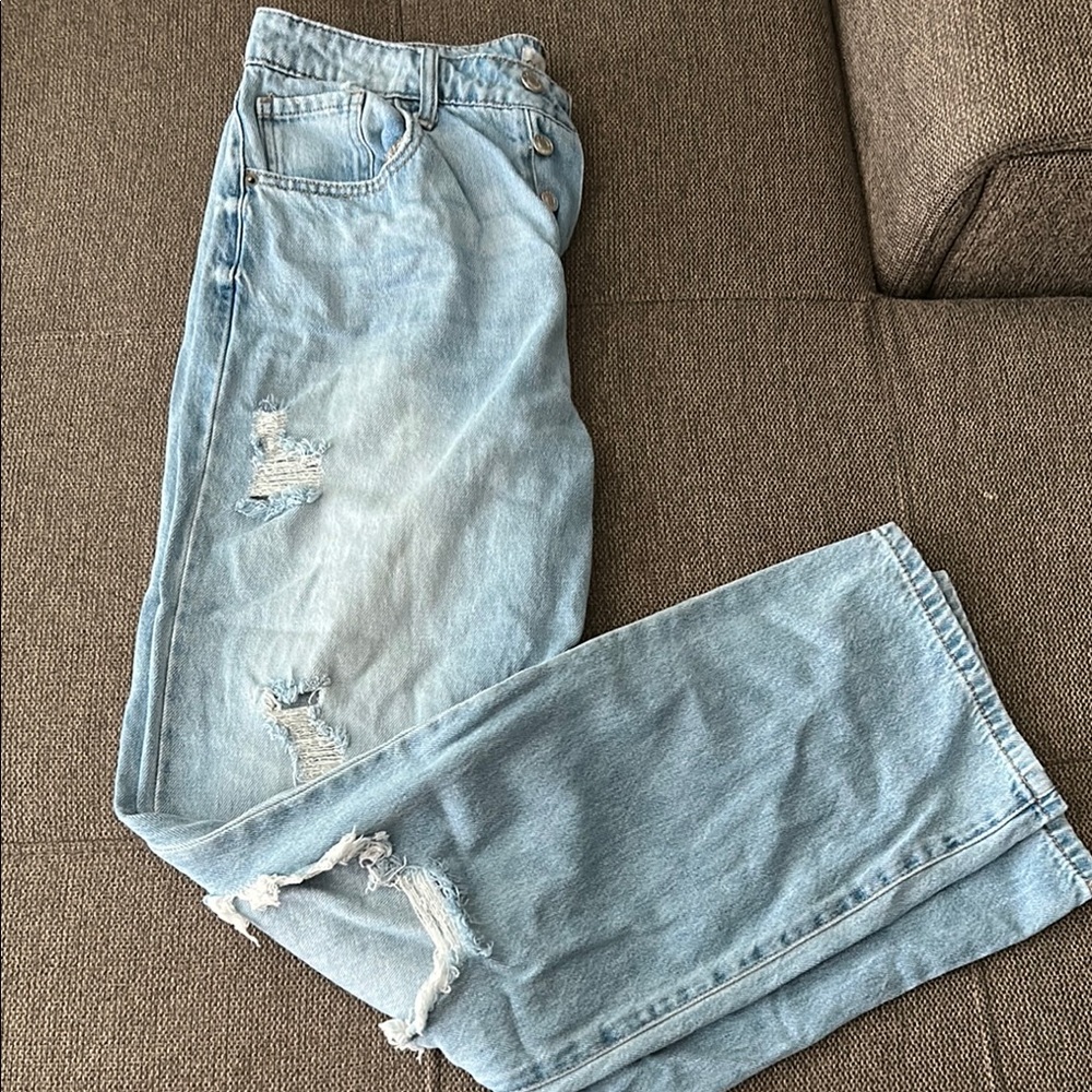 Cello Blue High Rise Jeans Distressed Casual